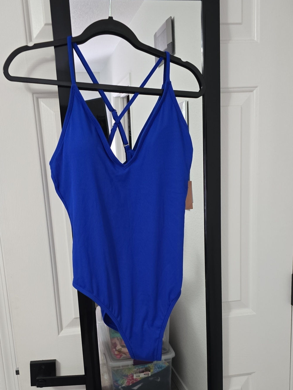Shade & Shore Royal Blue One-Piece Swimsuit with Crisscross Back Sz Lg Nwt